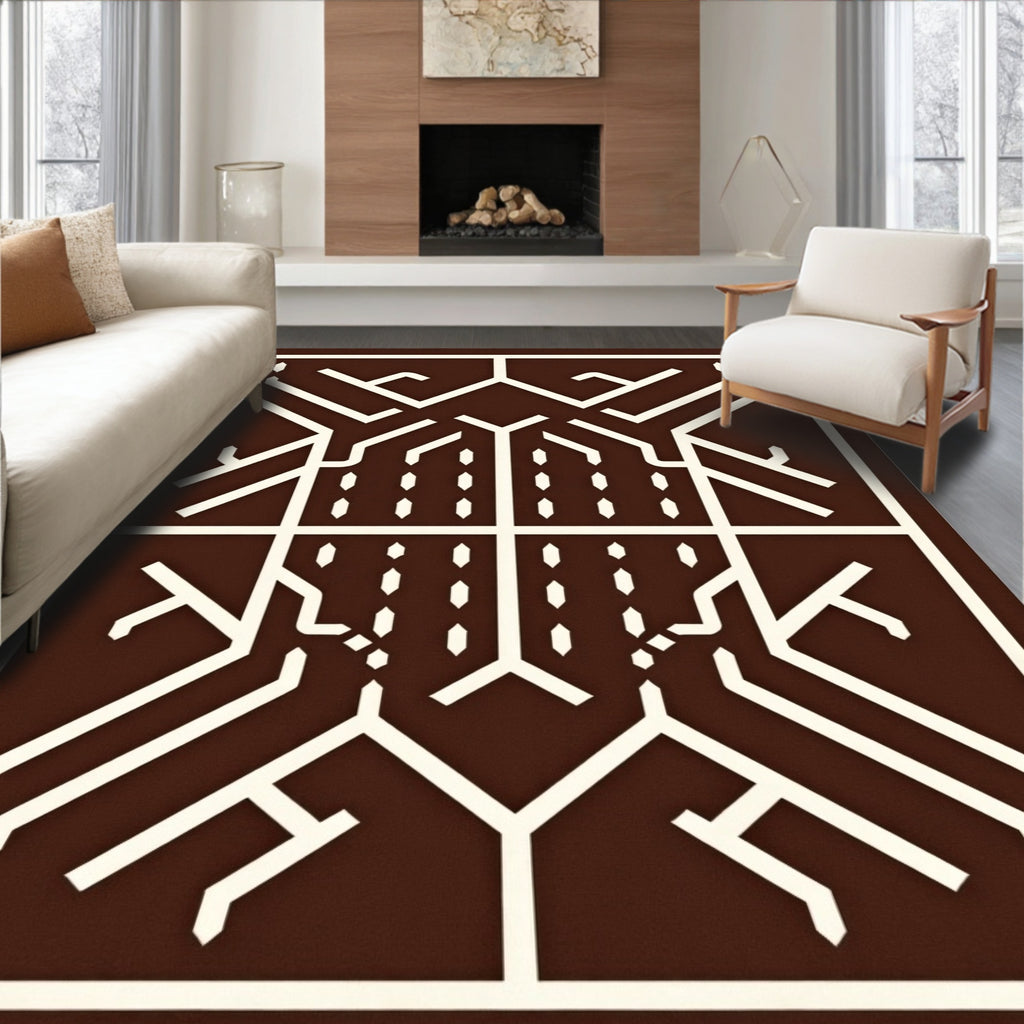 Geometric Branch Patterned Abstract Rug