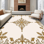 Gold Leaf Scrollwork Square Pattern Rug