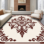 Elegant Dark Brown Floral Scroll Pattern Rug