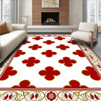 Elegant Crimson Clover Botanical Border Rug
