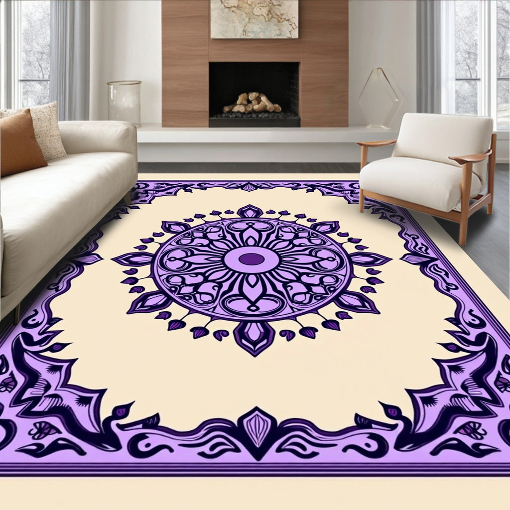 Purple Mandala Floral Geometric Rug