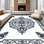 Classic Medallion Scroll Border Design Rug