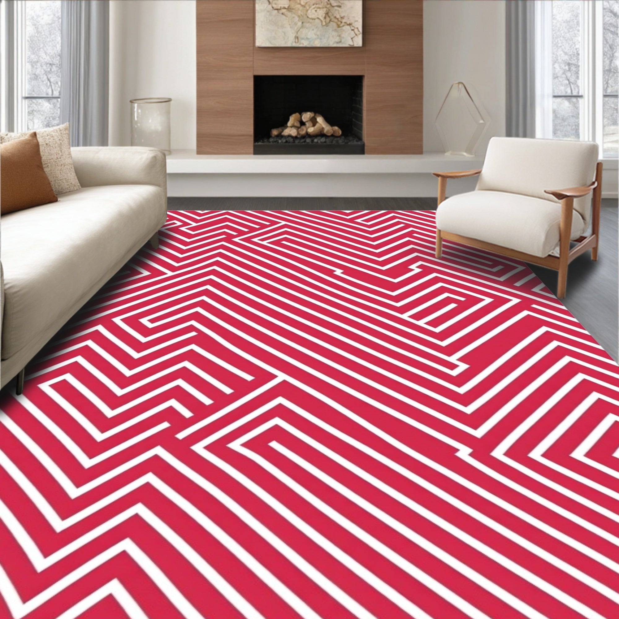 Bold Maze Geometric Pattern Rug