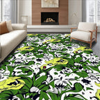Bold Green Yellow Floral Illustration Rug