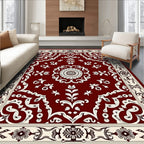 Classic Red Floral Intricate Border Rug
