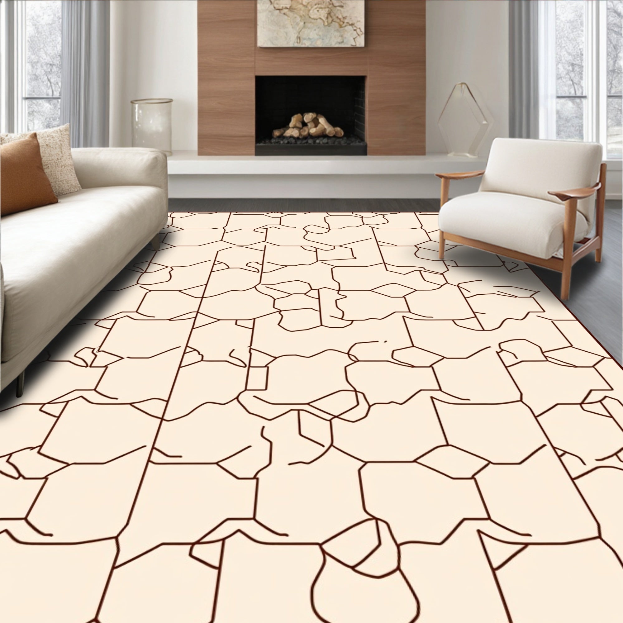 Textured Geometric Abstract Design Rug