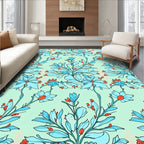 Sky Blue Floral Vine Pattern Rug
