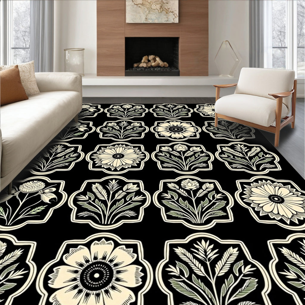 Classic Floral Emblem Pattern Rug