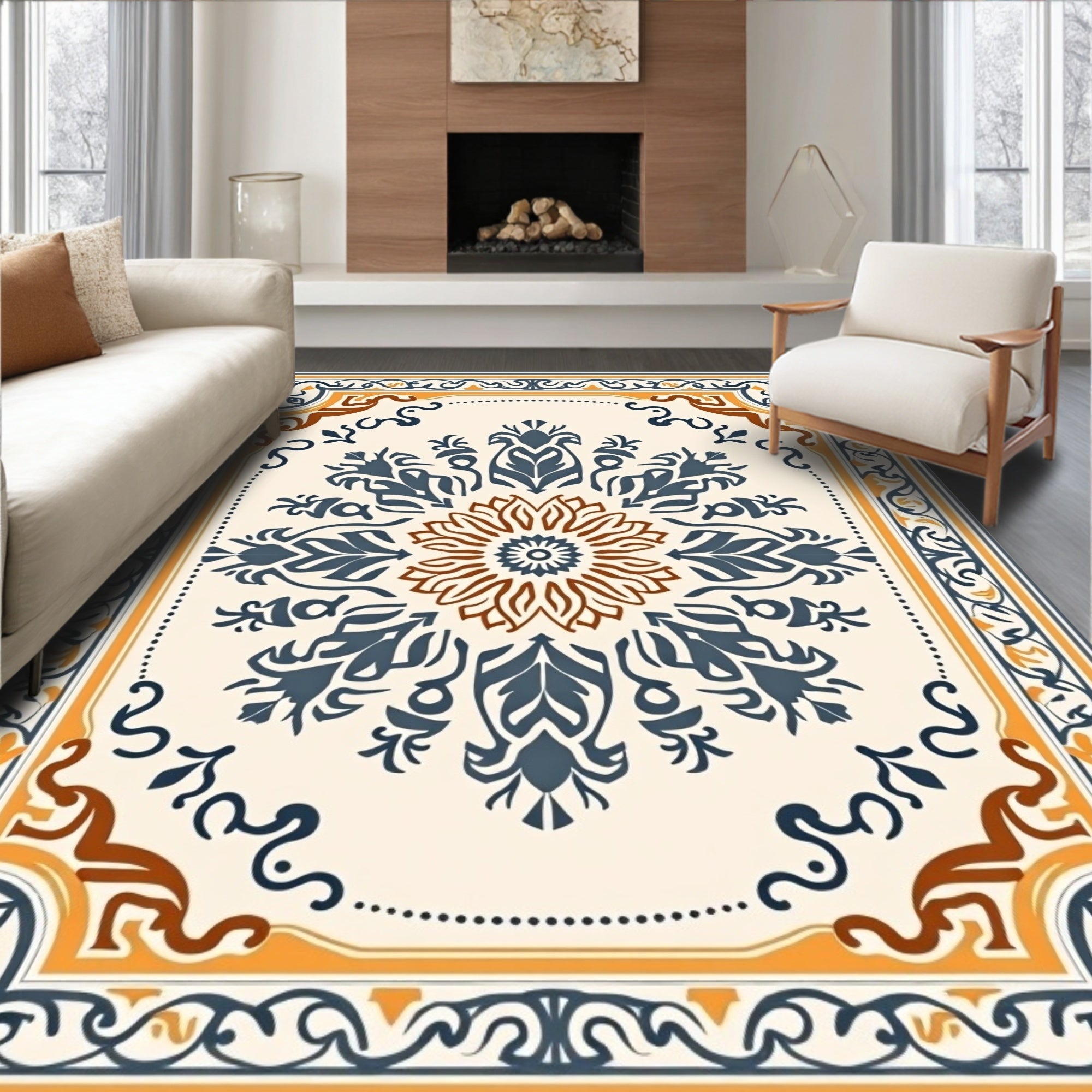 Mandala Patterned Earth Tones Rug