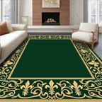 Gold Floral Flourish Border Rug