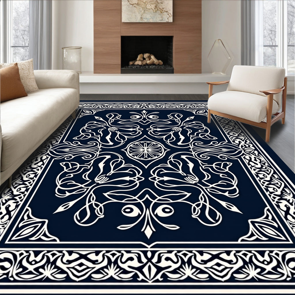 Intricate Floral Symmetry Pattern Rug
