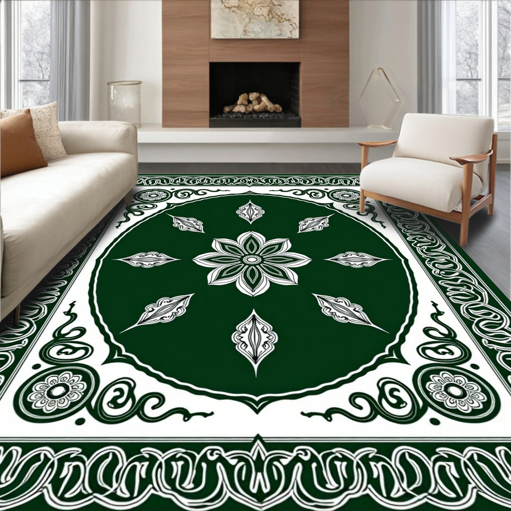 Ornate Floral Medallion Pattern Rug