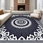 Radial Starburst Floral Pattern Rug