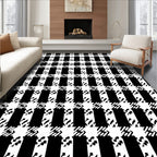 Classic Black White Houndstooth Pattern Rug