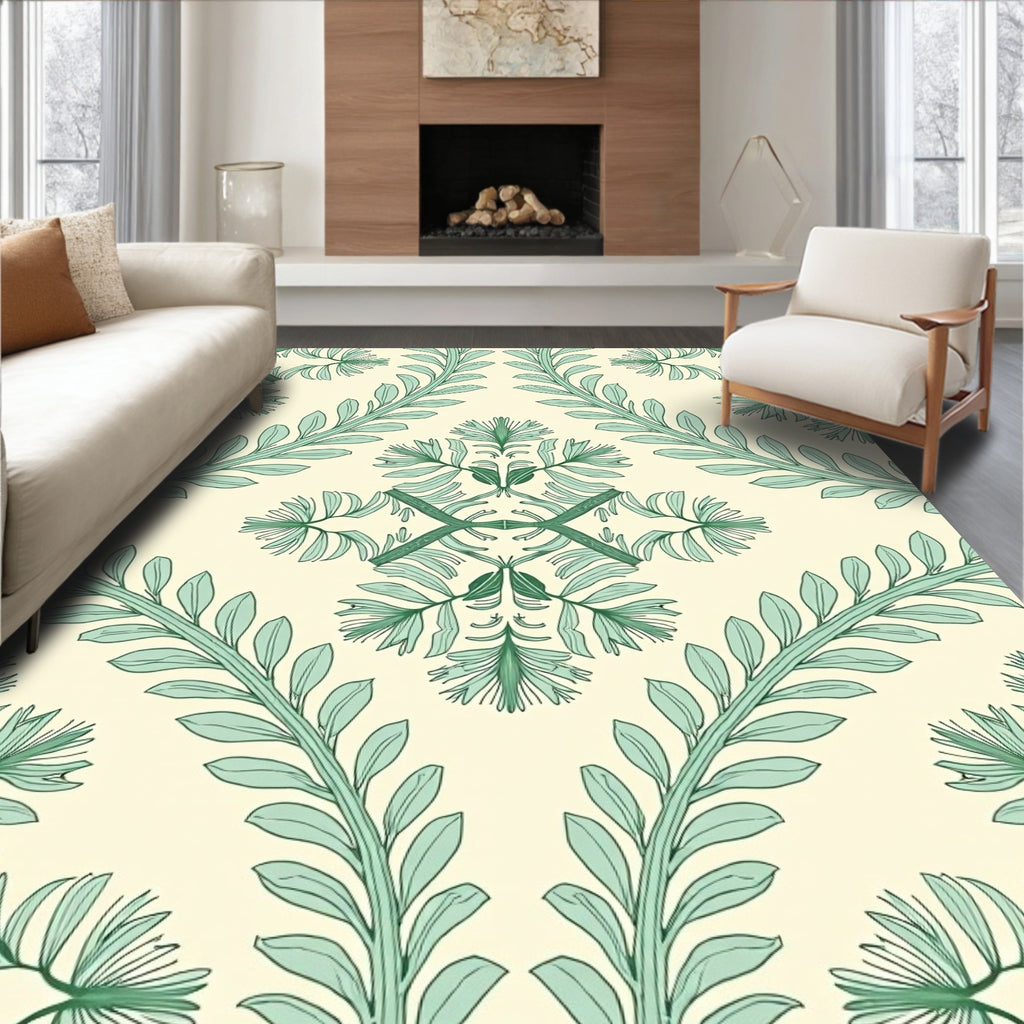Delicate Fern Branch Pattern Rug