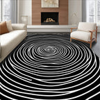 Black White Swirl Abstract Rug
