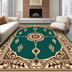 Teal Cream Medallion Border Rug