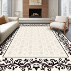Nature Inspired Scroll Patterned Border Rug