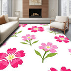 Pink Floral Pattern Print Rug