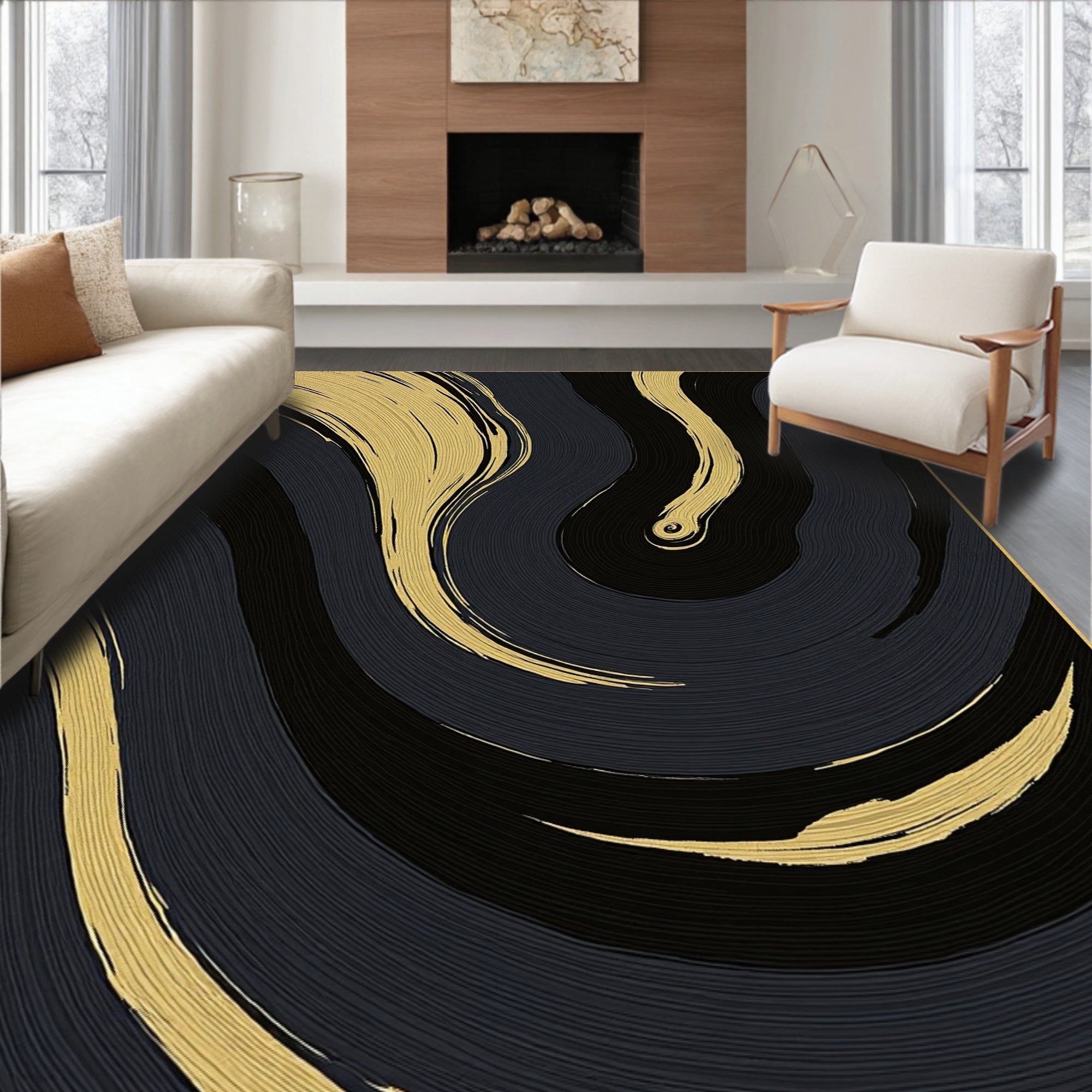 Bold Abstract Swirl Pattern Rug