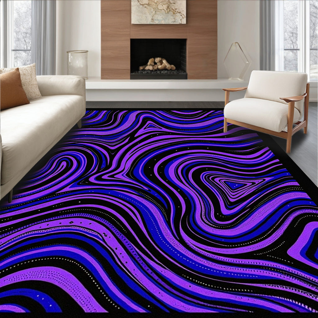 Groovy Purple Blue Swirls Rug