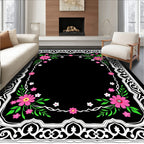 Ornate Floral White Border Design Rug