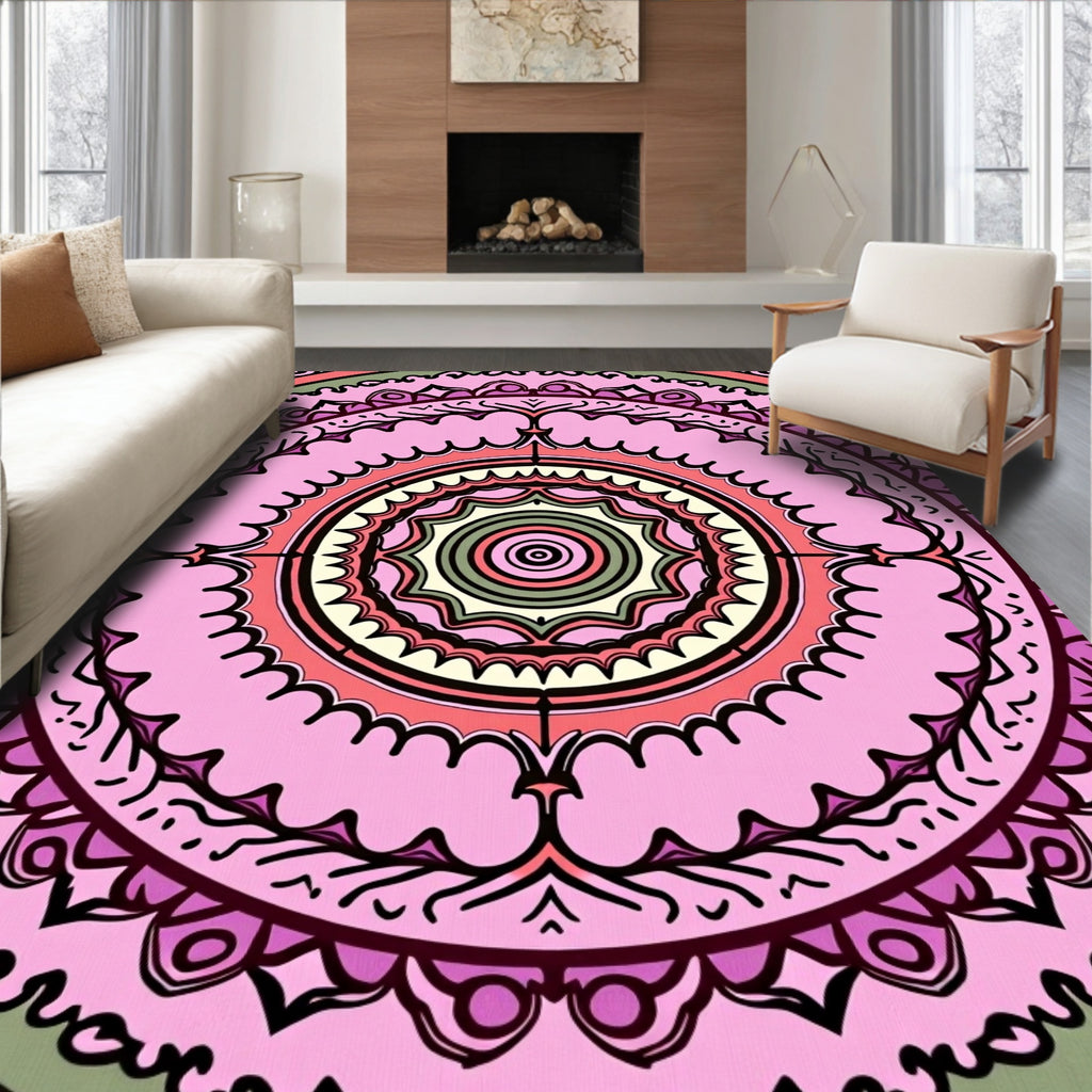 Pink Mandala Boho Inspired Pattern Rug