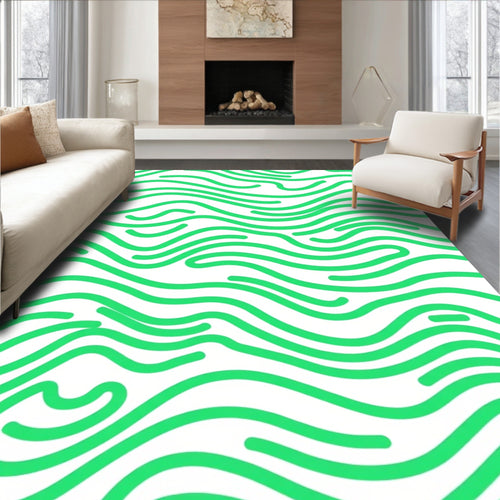 Abstract Green Wave Pattern Rug