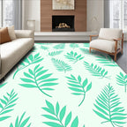 Mint Green Leaf Pattern Design Rug