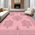 Classic Pink Floral Scrollwork Design Rug