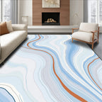 Abstract Blue White Orange Swirl Design Rug