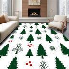 Forest Winter Evergreen Red Berry Landscape Rug