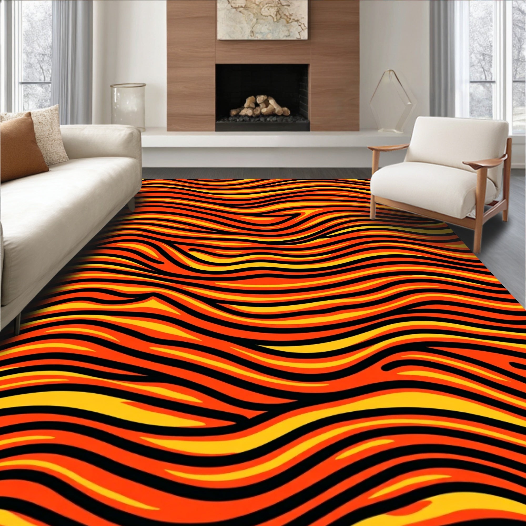 Bold Wavy Lines Pattern Rug