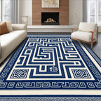 Maze Pattern With Classic Borders And Accents Rug
