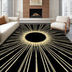 Black Sunburst Rays Art Rug