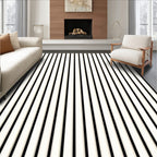 Classic Black White Vertical Stripes Rug