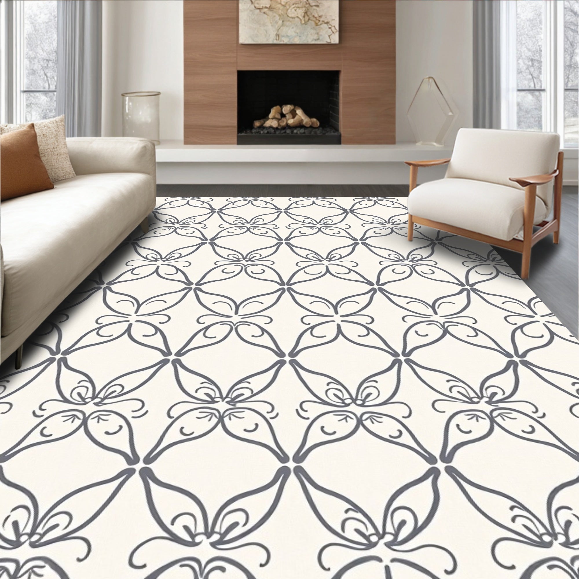 Elegant Swirls Patterned Design Rug