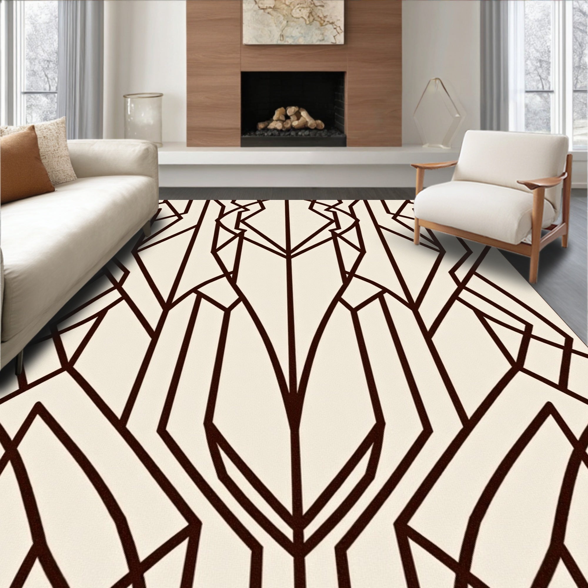 Art Deco Geometric Outline Design Rug