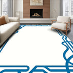 Blue Abstract Swirl Border Rug