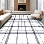 Classic Plaid Indigo White Design Rug