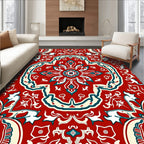 Intricate Floral Medallion Red Pattern Rug