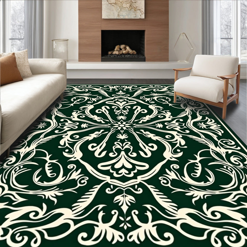 Intricate Cream Floral Damask Rug