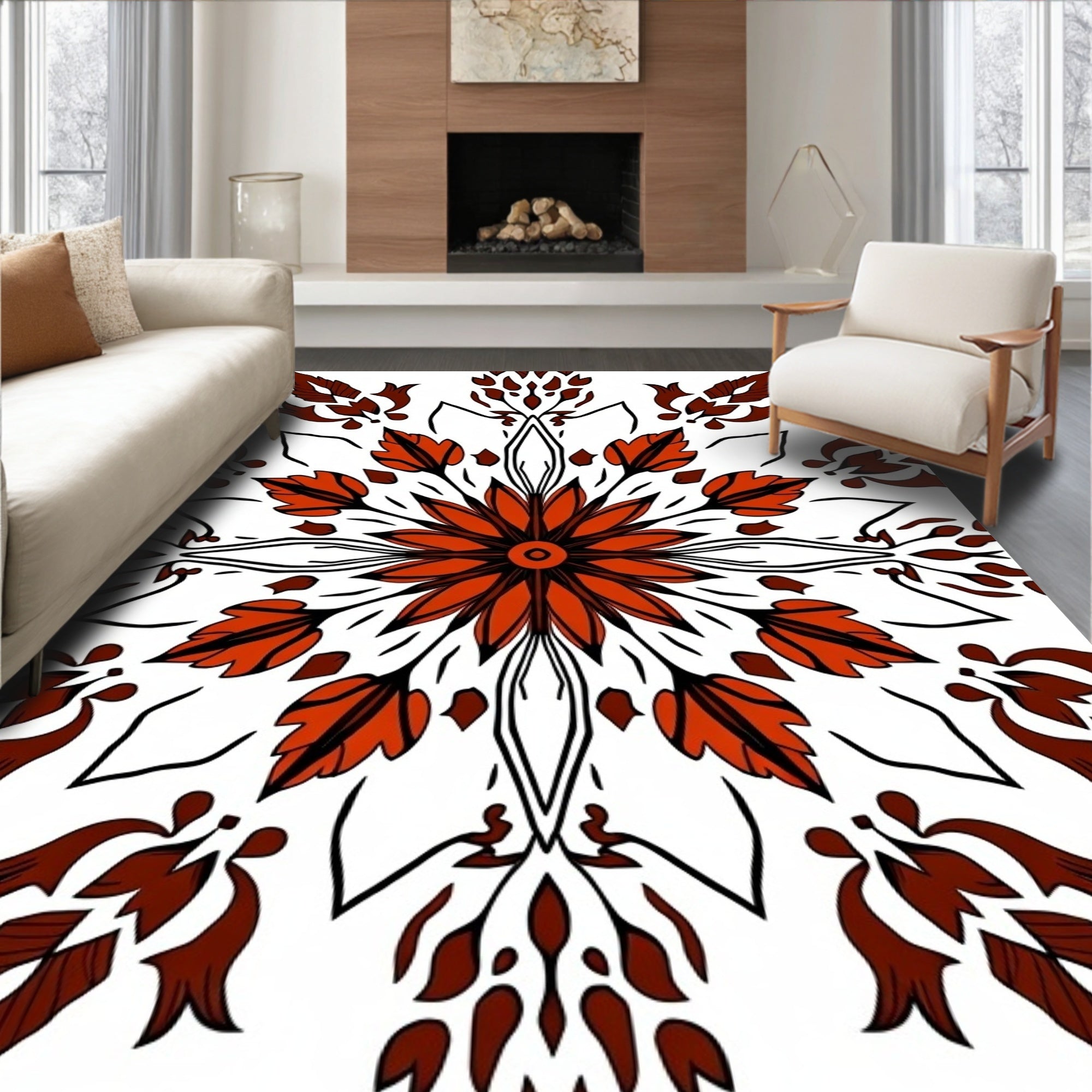 Ornate Floral Medallion Pattern Design Rug