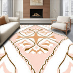 Blush Tan Floral Geometric Pattern Design Rug