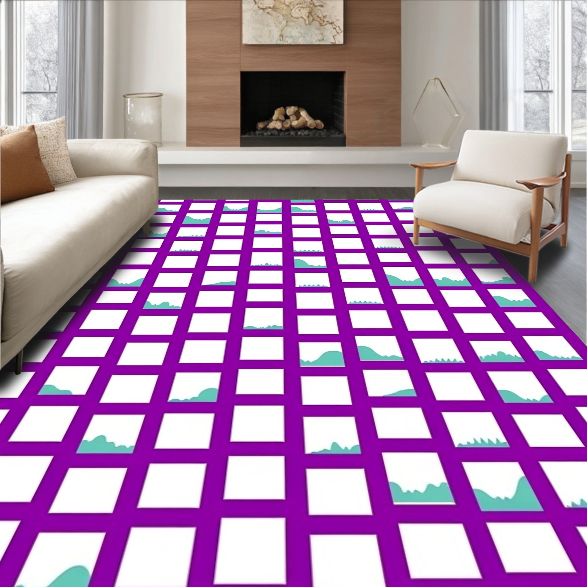 Abstract Geometric Wave Pattern Rug