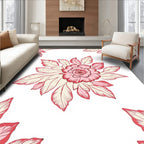 Pink Rose Leaf Pattern Design Rug