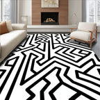 Abstract Geometric Maze Pattern Rug