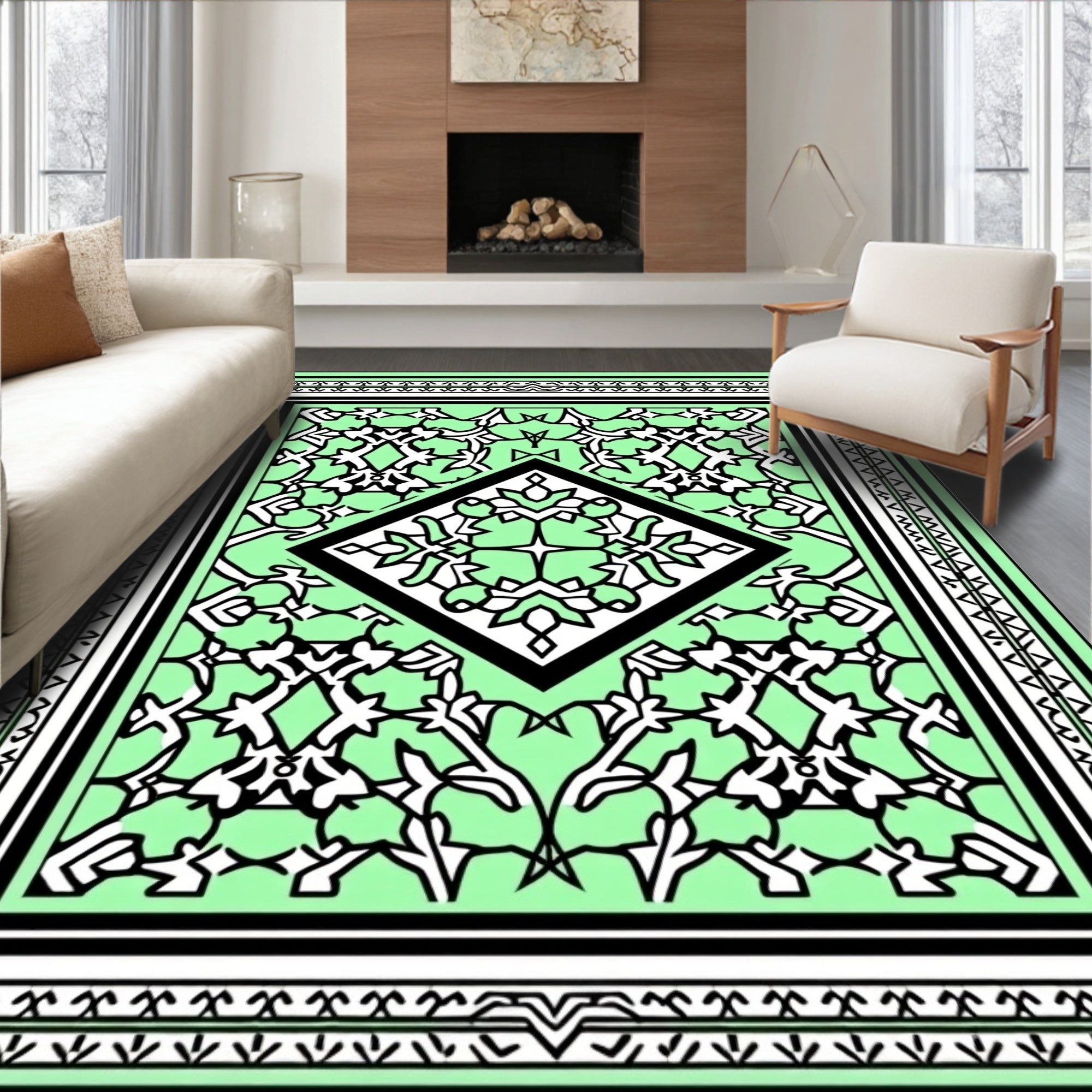 Intricate Geometric Floral Pattern Rug