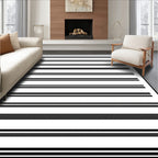 Bold Black And White Stripe Pattern Rug