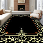 Ornate Cream and Orange Scrollwork Border Rug